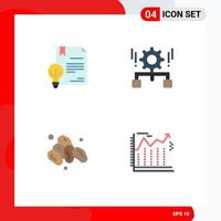 Editable Vector Line Pack of 4 Simple Flat Icons of business share invention gear fruit Editable Vector Design Elements