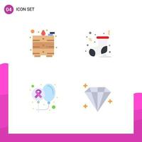 conjunto moderno de 4 iconos y símbolos planos como dibujar globos de navidad de salud elementos de diseño vectorial editables de diamantes vector