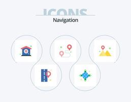 paquete de iconos planos de navegación 5 diseño de iconos. signo. alfiler. GPS. localización. alfiler vector