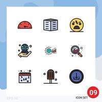 9 Universal Filledline Flat Color Signs Symbols of chart business dead world zombie Editable Vector Design Elements