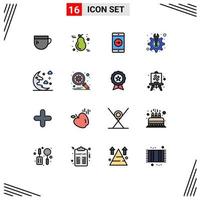 conjunto de 16 iconos modernos de la interfaz de usuario signos de símbolos para la aplicación móvil de soporte de luz técnica en la nube elementos de diseño de vectores creativos editables