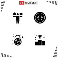 Pack of 4 creative Solid Glyphs of balance public work connection unsafe Editable Vector Design Elements