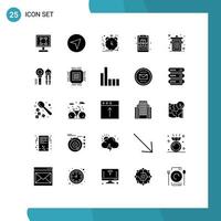 25 Thematic Vector Solid Glyphs and Editable Symbols of editorial geometric product cube management Editable Vector Design Elements