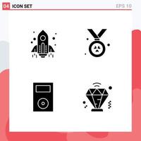 Modern Set of 4 Solid Glyphs and symbols such as rocket ipod launch ireland technology Editable Vector Design Elements