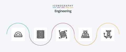 Engineering Line 5 Icon Pack Including construction. helmet. computer. construction. map vector