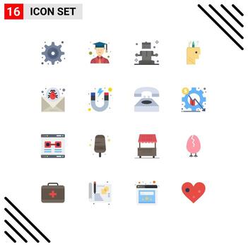 Concepto de 16 colores planos para sitios web, móviles y aplicaciones, mensajes de correo electrónico, escuela de errores de bienestar, paquete editable de elementos creativos de diseño de vectores. vector