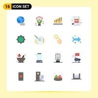 Pictogram Set of 16 Simple Flat Colors of islam muslim graph decoration kitchen Editable Pack of Creative Vector Design Elements