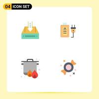 Flat Icon Pack of 4 Universal Symbols of inbox education document battery camping Editable Vector Design Elements
