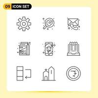 Stock Vector Icon Pack of 9 Line Signs and Symbols for smart house home networking message home automation pak Editable Vector Design Elements
