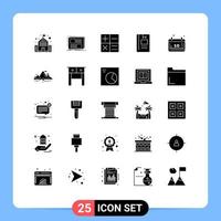 Universal Icon Symbols Group of 25 Modern Solid Glyphs of october autumn calculator reading knowledge Editable Vector Design Elements