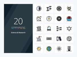 20 Science line Filled icon for presentation vector