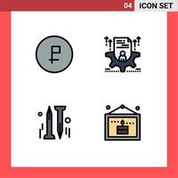 Modern Set of 4 Filledline Flat Colors and symbols such as business configure finance cv diy Editable Vector Design Elements