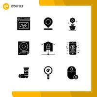 9 Universal Solid Glyph Signs Symbols of kit devices growth paper mark Editable Vector Design Elements