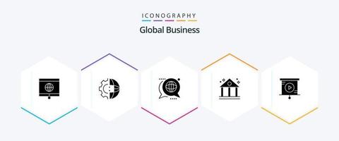 paquete de iconos de 25 glifos de negocios globales que incluye negocios. Finanzas. comunicación. negocio. mensaje vector