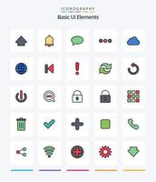 Creative Basic Ui Elements 25 Line FIlled icon pack  Such As storage. cloud. chating. sign. chating vector