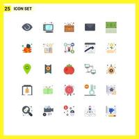 grupo de 25 signos y símbolos de colores planos para comprar dinero caso comercio electrónico sms elementos de diseño vectorial editables vector