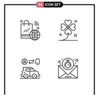 Line Pack of 4 Universal Symbols of shopping bag lucky iot four transport Editable Vector Design Elements