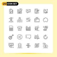 25 Universal Line Signs Symbols of stat mobile money graph message Editable Vector Design Elements