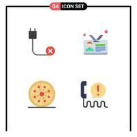 4 iconos creativos signos y símbolos modernos de computadoras tarjeta de empleado tarjeta desconectada alimentos elementos de diseño vectorial editables vector