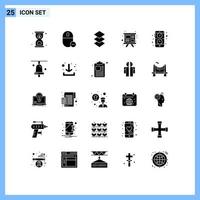 25 User Interface Solid Glyph Pack of modern Signs and Symbols of application training remove team presentation Editable Vector Design Elements