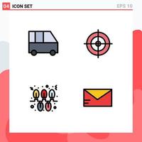 Set of 4 Modern UI Icons Symbols Signs for delivery van garland passenger van sports mail Editable Vector Design Elements