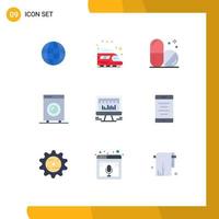 Mobile Interface Flat Color Set of 9 Pictograms of beat computer hospital hardware electronic Editable Vector Design Elements