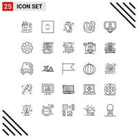 25 Universal Line Signs Symbols of profile time brainstorming night line Editable Vector Design Elements