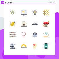 Mobile Interface Flat Color Set of 16 Pictograms of millet grain finance gluten money Editable Pack of Creative Vector Design Elements