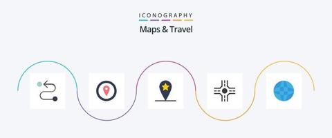 Mapas y paquete de iconos de 5 planos de viaje que incluye. localización. web vector