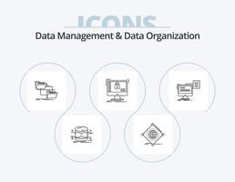 Data Management And Data Organization Line Icon Pack 5 Icon Design. network. data. install. service. repair vector