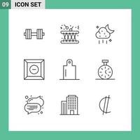 9 Thematic Vector Outlines and Editable Symbols of preparation product sound delete weather Editable Vector Design Elements