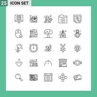 Set of 25 Modern UI Icons Symbols Signs for presentation graph female player folder delete Editable Vector Design Elements