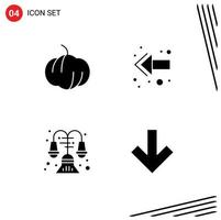 Group of 4 Modern Solid Glyphs Set for food arrow back house back Editable Vector Design Elements