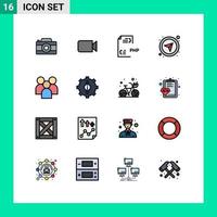Modern Set of 16 Flat Color Filled Lines and symbols such as employee gps coding directional file Editable Creative Vector Design Elements