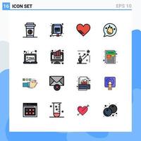 Universal Icon Symbols Group of 16 Modern Flat Color Filled Lines of learning motivation heart education chat Editable Creative Vector Design Elements