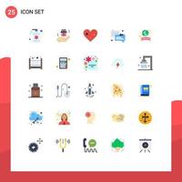 Set of 25 Modern UI Icons Symbols Signs for planet earth love arrow messages Editable Vector Design Elements