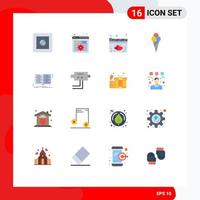 Pictogram Set of 16 Simple Flat Colors of study education heart book ice cream Editable Pack of Creative Vector Design Elements