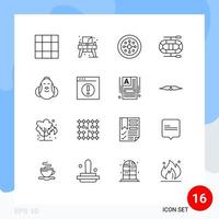 16 Universal Outlines Set for Web and Mobile Applications business baby holiday easter egg Editable Vector Design Elements