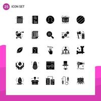 25 Universal Solid Glyphs Set for Web and Mobile Applications baby ball man finance chart Editable Vector Design Elements