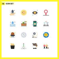 Modern Set of 16 Flat Colors Pictograph of pollution water eye sex human Editable Pack of Creative Vector Design Elements