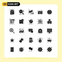 Solid Glyph Pack of 25 Universal Symbols of internet oven camera microwave wifi Editable Vector Design Elements