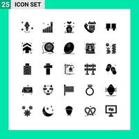 Set of 25 Vector Solid Glyphs on Grid for fork truck phone growth date calendar Editable Vector Design Elements