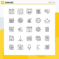 Group of 25 Lines Signs and Symbols for mail press atm paper marketing Editable Vector Design Elements