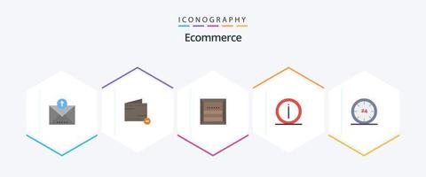 Ecommerce 25 Flat icon pack including information. help. box. faq. shipping vector