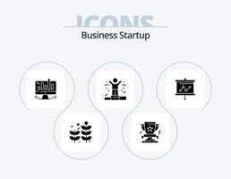 Business Startup Glyph Icon Pack 5 Icon Design. business . web. medal . graph . chart vector