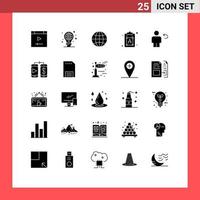 Group of 25 Solid Glyphs Signs and Symbols for avatar font globe process geography Editable Vector Design Elements