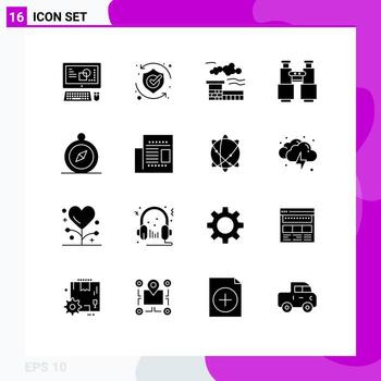 16 Solid Glyph concept for Websites Mobile and Apps browse explore solution search binoculars Editable Vector Design Elements