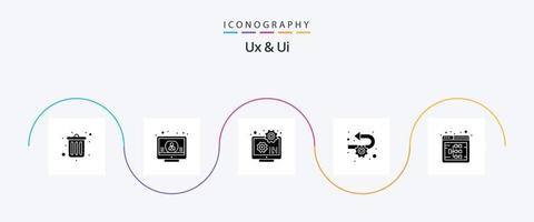 Ux And Ui Glyph 5 Icon Pack Including process. agile. tick. development. code vector