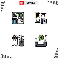 Stock Vector Icon Pack of 4 Line Signs and Symbols for forest designing river transfer grid Editable Vector Design Elements
