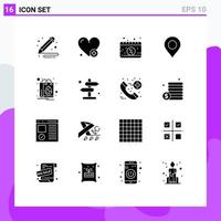 Pack of 16 creative Solid Glyphs of shopping easter date bag marker Editable Vector Design Elements